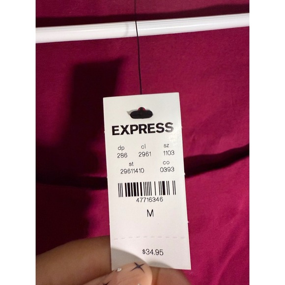 Express Long Sleeve Top Square Neck Fitted Tee Casual Burgundy‎ Size M - Picture 3 of 3